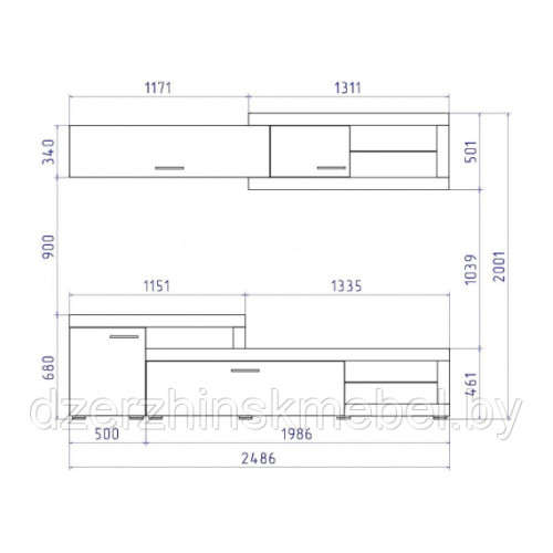 Гостиная «Канзас Дуб золотой». Производитель "Liveco", РФ