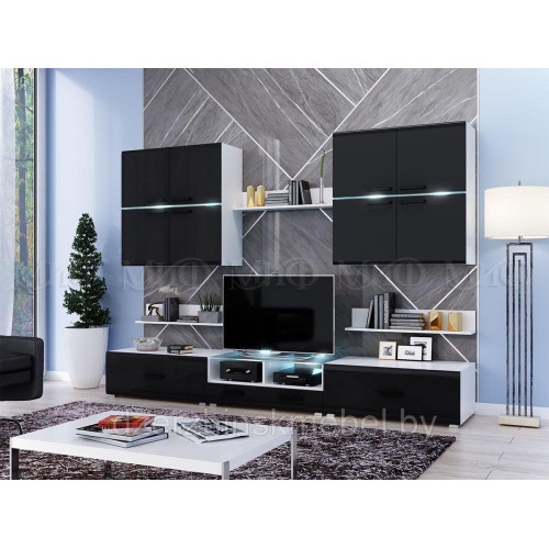 Гостиная «Квадро» (белый глянец). Производитель "МиФ", РФ