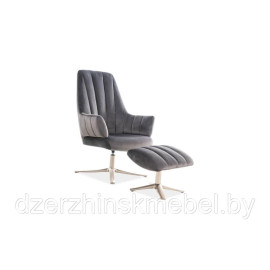 Комплект SIGNAL ADAMS VELVET BLUVEL 14 (кресло+подставка для ног) серый. Польша