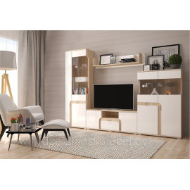 Стенка Марсель (сонома/белый глянец . Производство Россия мд