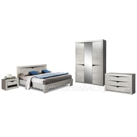 СПАЛЬНЯ ЛЮЧИЯ с 3-х дв.шкафом (БЕТОН ПАЙН БЕЛЫЙ/ВЕНГЕ). ХИТ ПРОДАЖ! Россия Олмеко