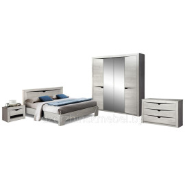 СПАЛЬНЯ ЛЮЧИЯ с 4-х дв.шкафом   (БЕТОН ПАЙН БЕЛЫЙ/ВЕНГЕ). ХИТ ПРОДАЖ! Россия Олмеко