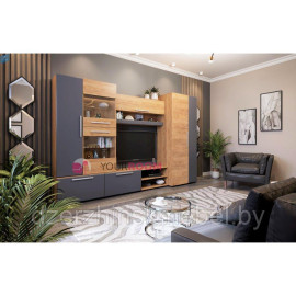 Стенка Сафари (дуб крафт золотой/дуб крафт золотой, графит софт)..Производство  Россия М