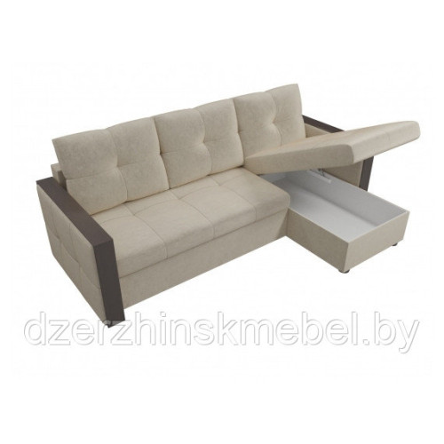 Угловой диван Валенсия Микровельвет Бежевый. Производитель Лига Диванов