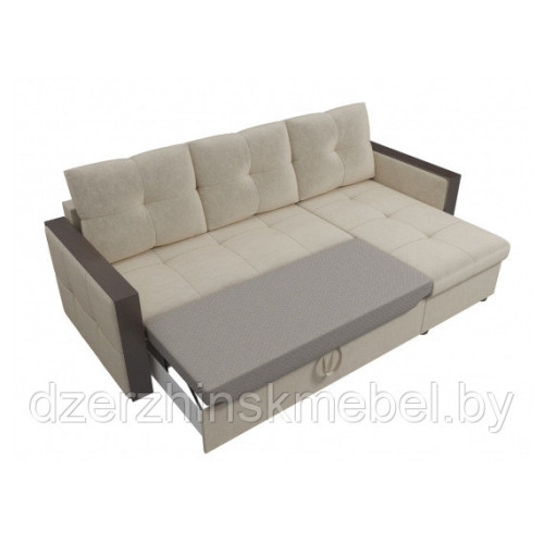 Угловой диван Валенсия Микровельвет Бежевый. Производитель Лига Диванов