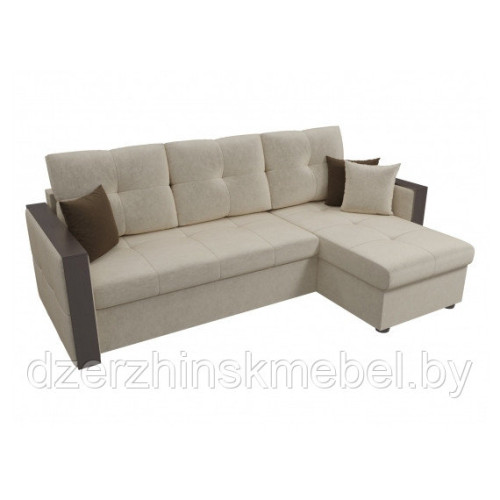 Угловой диван Валенсия Микровельвет Бежевый. Производитель Лига Диванов